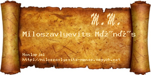 Miloszavlyevits Ménás névjegykártya